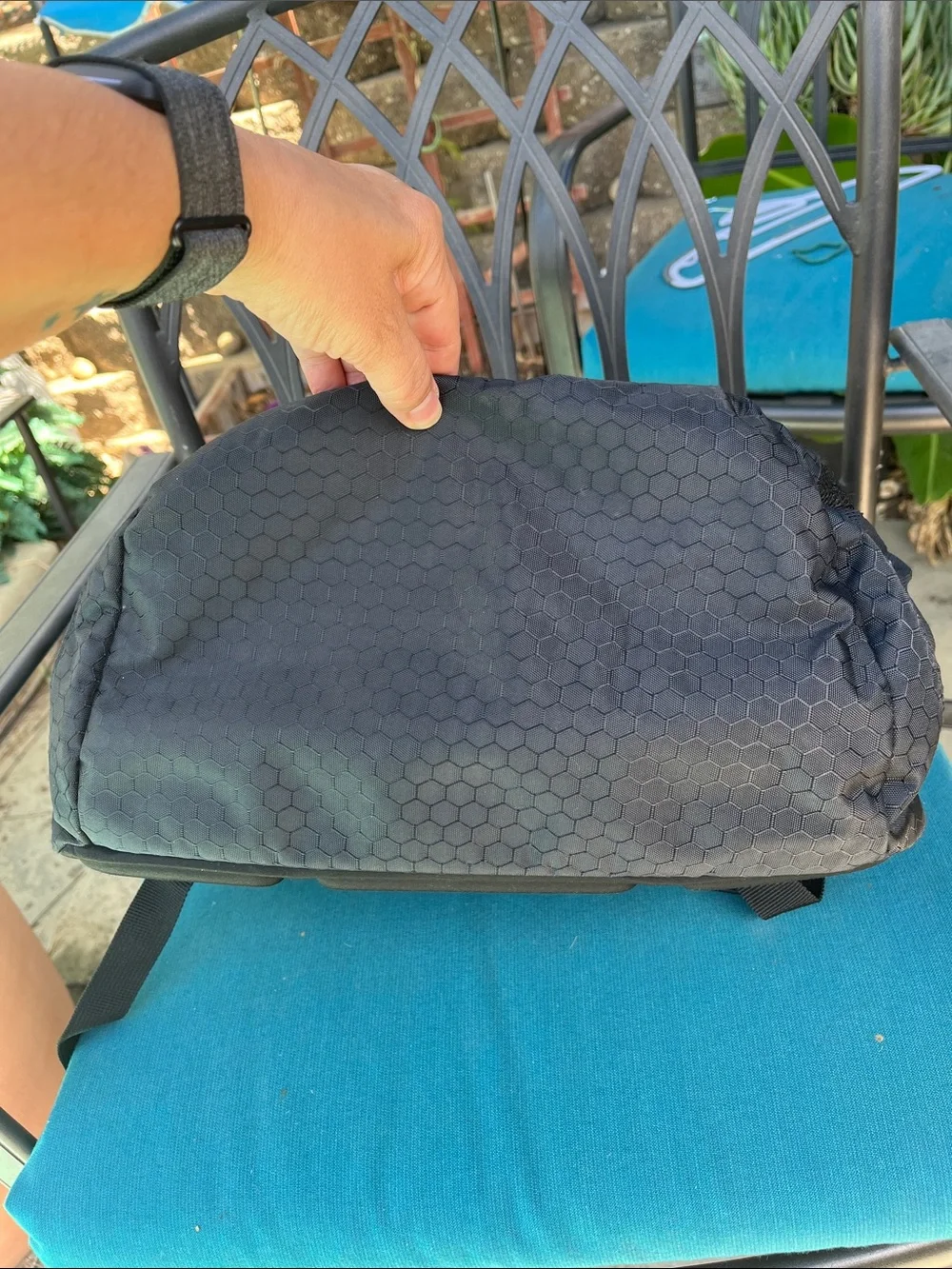 Under Armour Black and Navy Hex-Pattern Backpack
